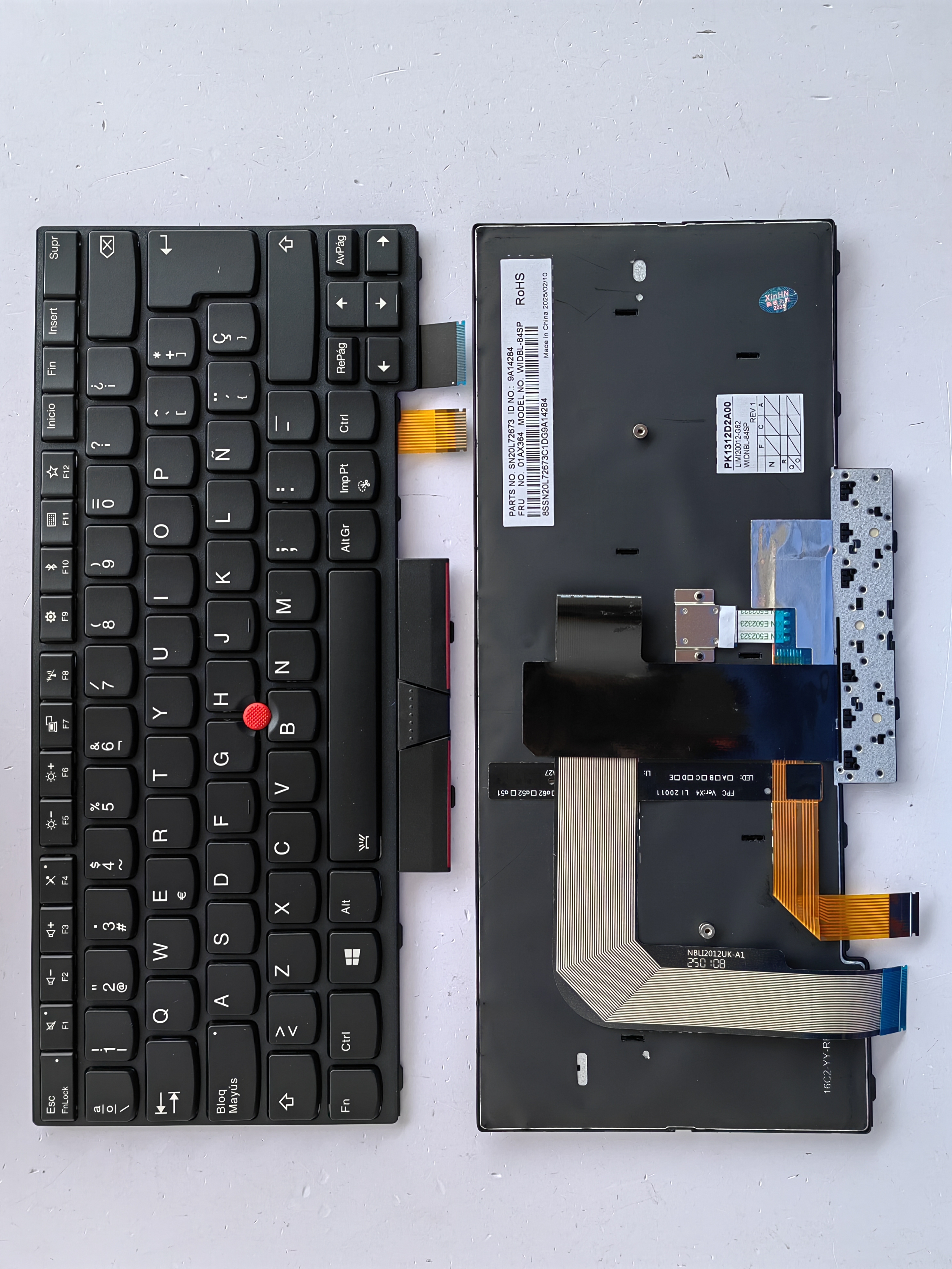 Picture of New Replacement Laptop Keyboard For IBM T470/T480/A475/A485 BLACK FRAME BLACK With Point Backlit (OEM) SP Layout